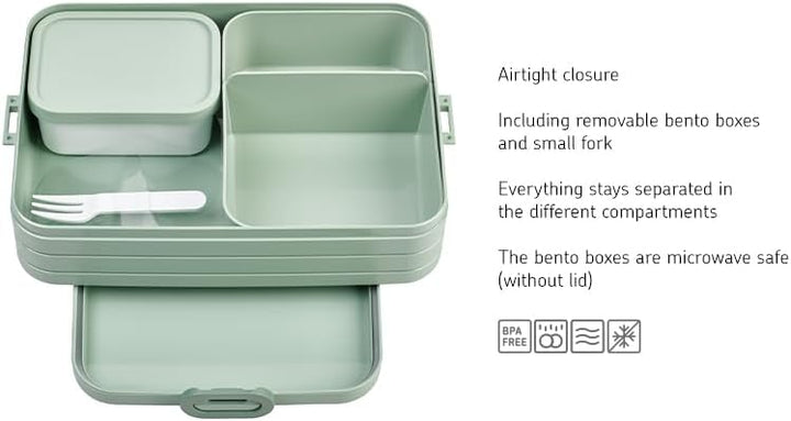 Mepal Brotdose Large - Brotdose mit Bento Box - Für 4 Sandwiches oder 8 Brotscheiben - Lunchbox für