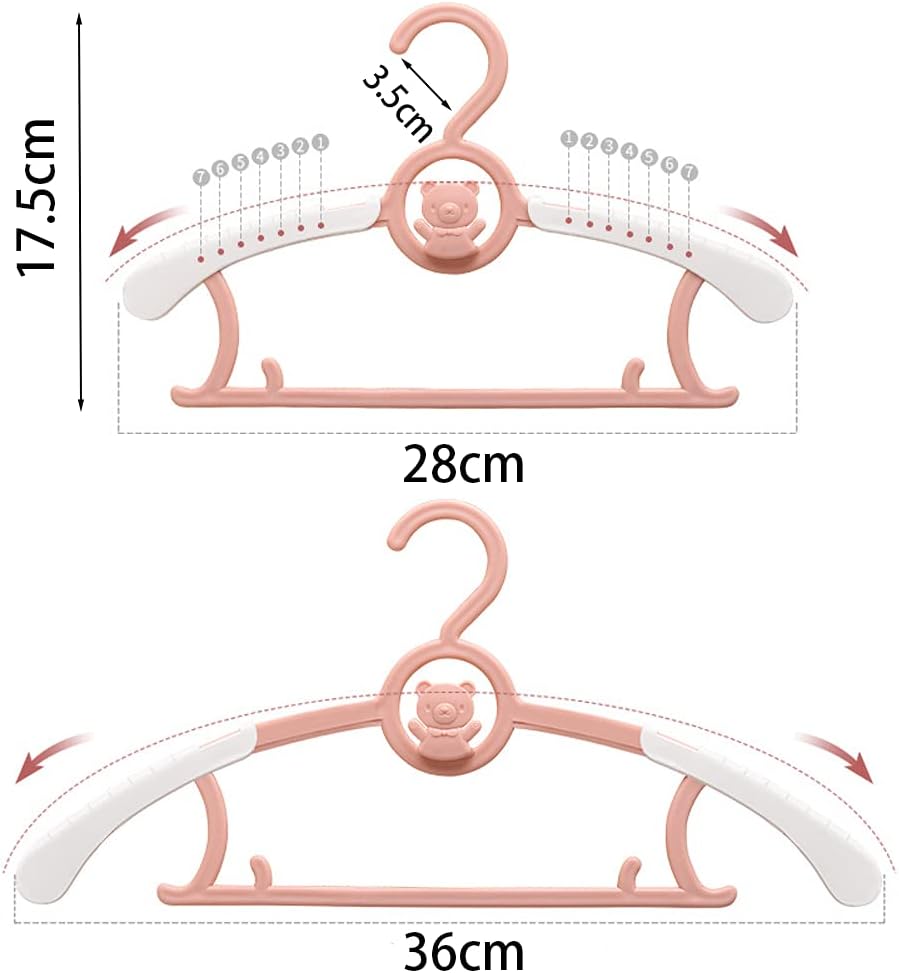 HGYZE Baby Kleiderbügel Kinder Antirutsch, 29-37cm Ausziehbare Kinderkleiderbügel mit Hosenständer,