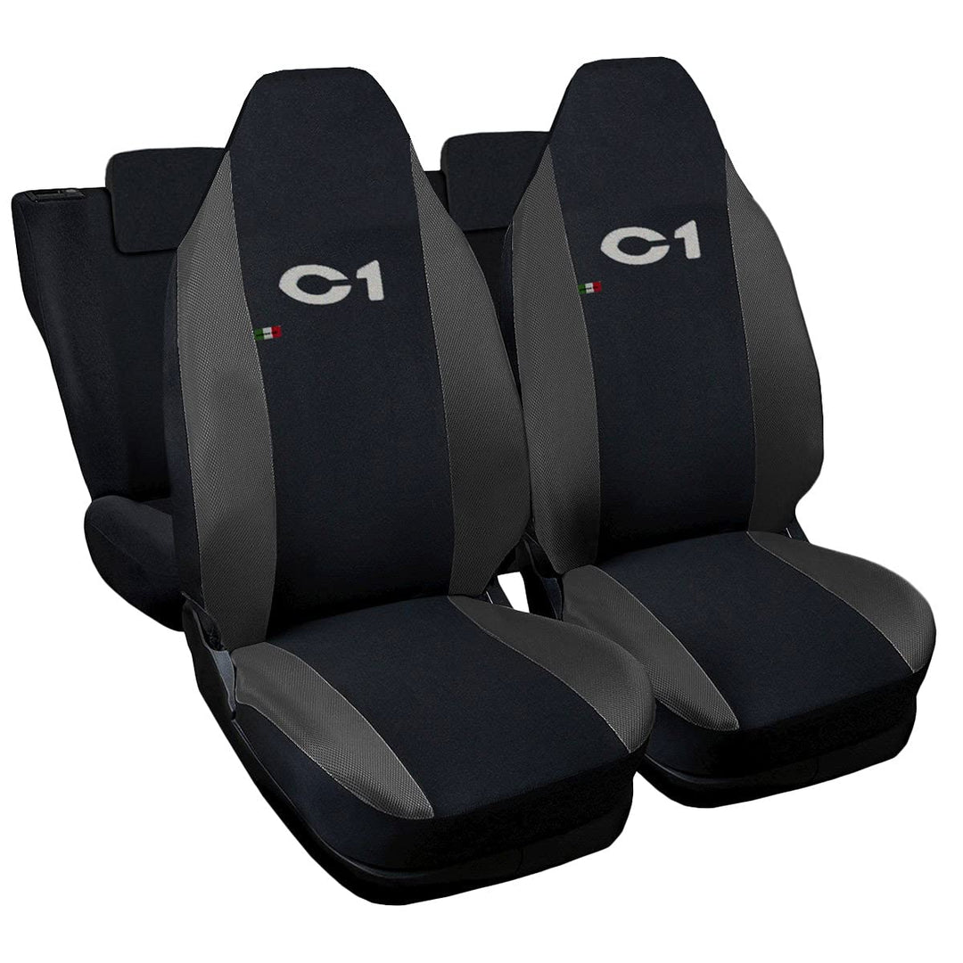 Lupex Shop 17239-01 Citroen C1 zweifarbige Sitzbezüge - schwarz dunkel grau