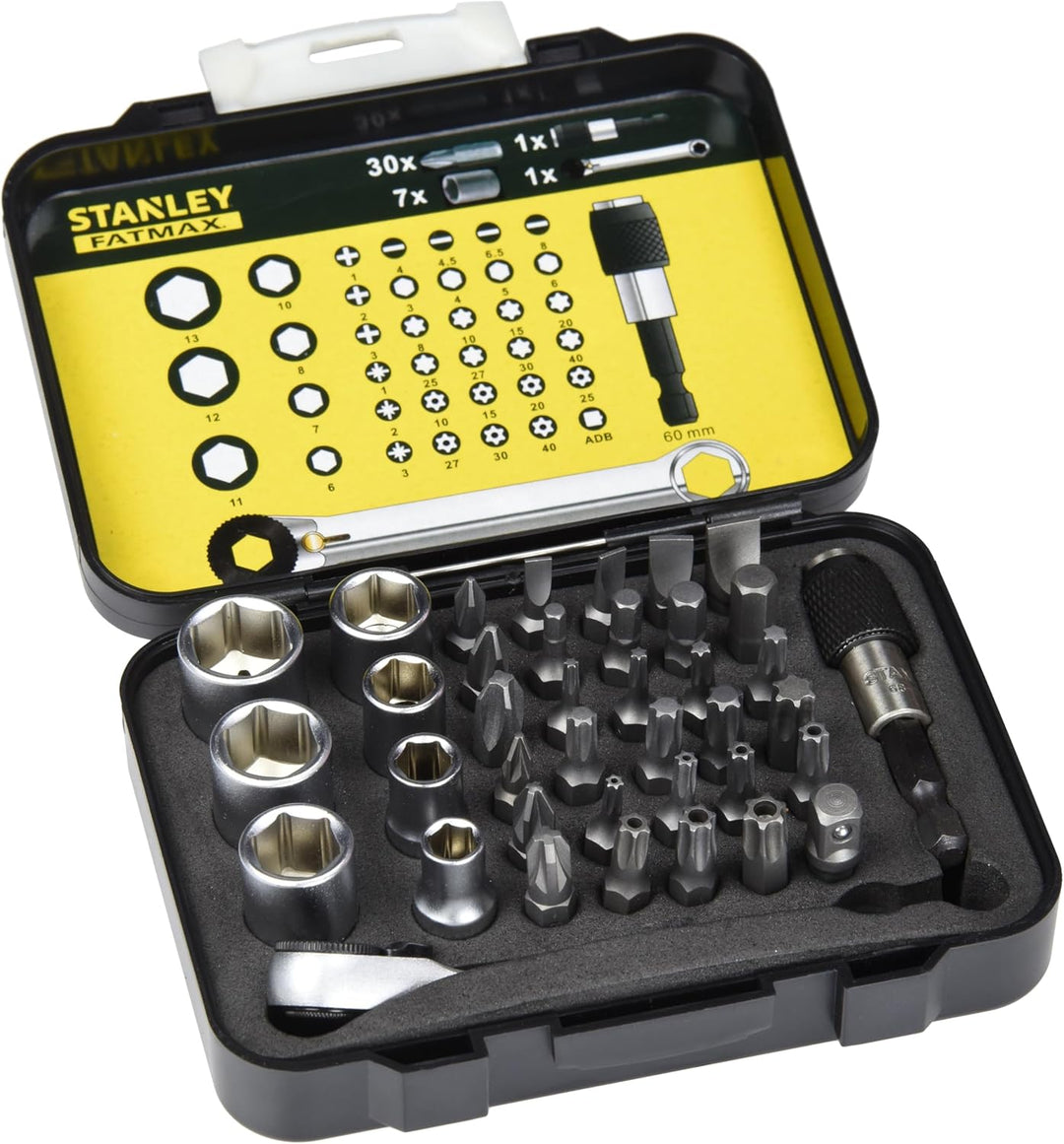 1/4"" Bit-Satz, 25 mm, mit Mini-Knarre, 32-teilig 1 Gelb/Schwarz, 1 Gelb/Schwarz