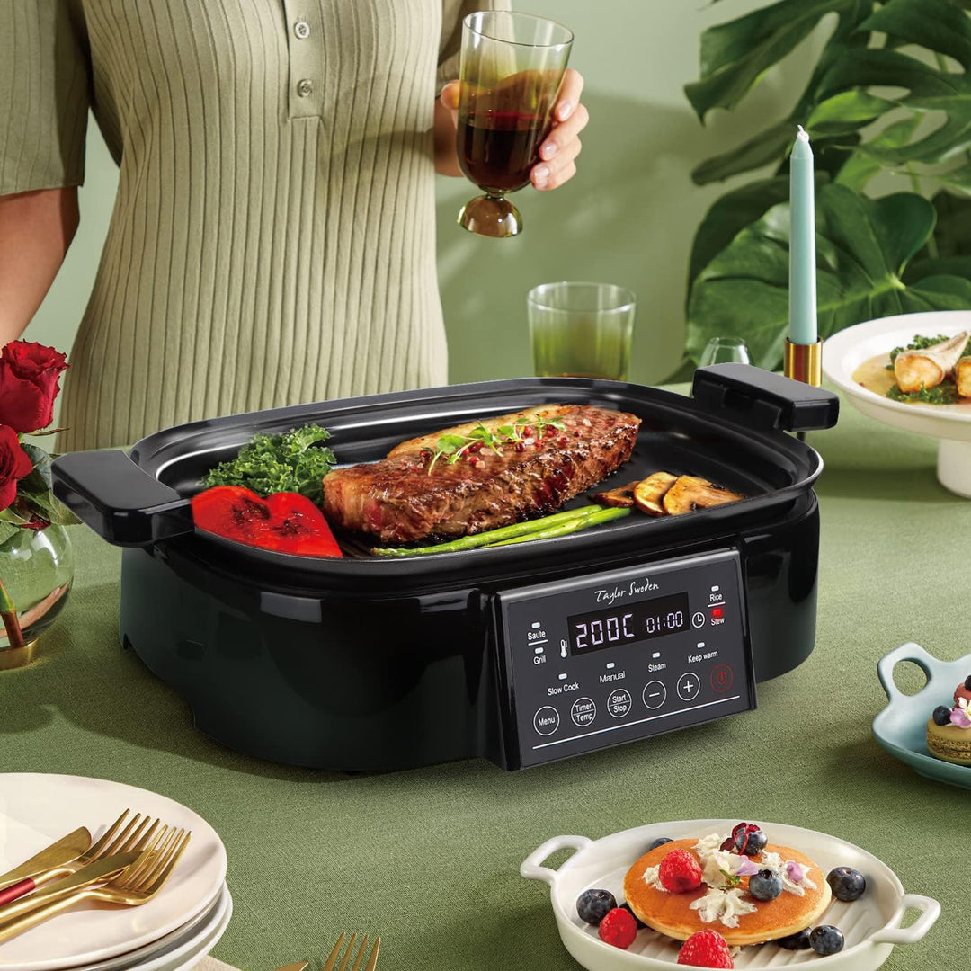 Taylor Swoden Arthur Dampfgarer mit Timer, Ultrakompakter Dampfgarer mit 3 Einschüben, BPA-frei, Pro