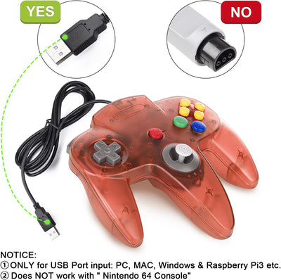 miadore 2X USB N64 64 Controller Plug & Play Joystick Gamepad N64 PC-Controller für Windows PC MAC R