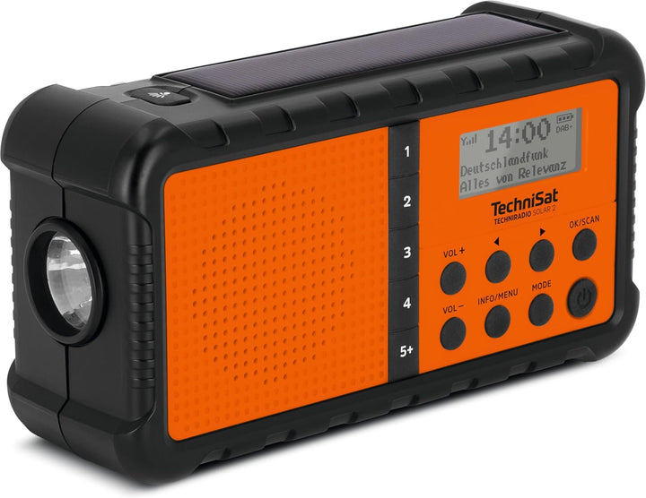 TechniSat TECHNIRADIO SOLAR 2 – DAB+/UKW Solar-Kurbel-Radio (mobiles Camping Radio mit Solarpanel, A