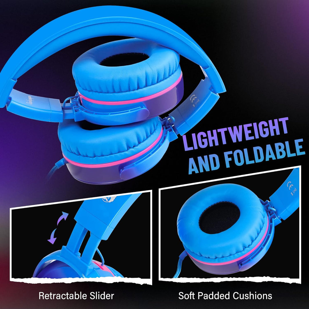 RockPapa Kinder Kopfhörer, Kabel Kopfhörer für Kinder, HD Stereo Kopfhörer mit Mikrofon für Kinder J