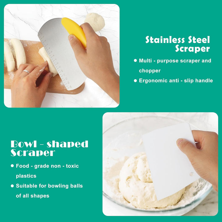 10-teilig Gärkorb Brot Set, 23cm Gärkörbchen zum Brotbacken, Sauerteig Starter Set, Einschliesslich