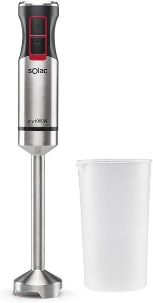 Solac BA5606 Pro 1000-1000W Stabmixer. Spritzwassergeschützter Schneebesen. Eispickel. Inklusive Mes