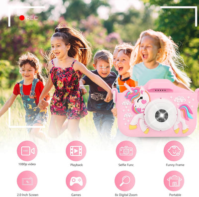 Kinderkamera mit Tragetasche - 32GB SD Kart Geschenke für 3-12 Jahre Jungen und mädchen 1080P HD Sel