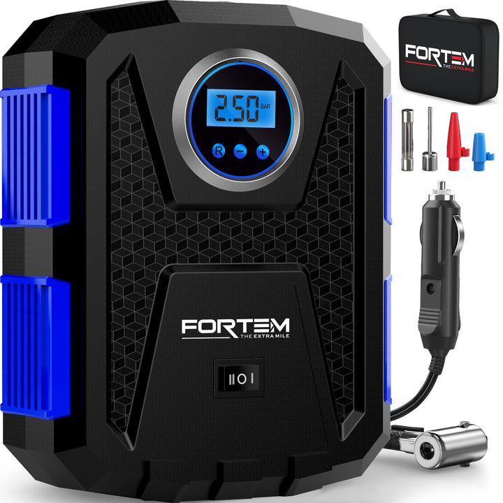 Fortem Tragbarer Kompressor Autoreifen, Kompressor Fahrrad, 12V Autoreifen Pumpe und Fahrradpumpe El