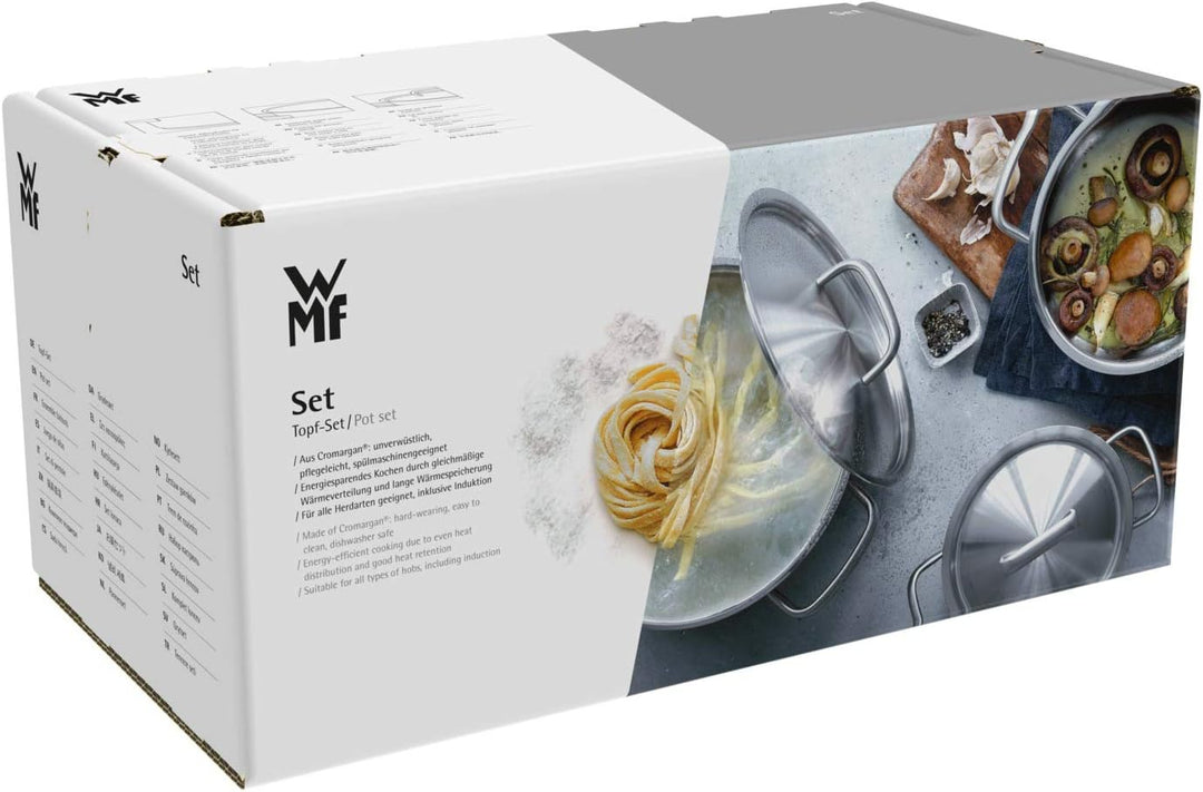 WMF Mattea Topfset Induktion 5-teilig, Kochtopf Set mit Glasdeckel, Cromargan Edelstahl poliert, Ind