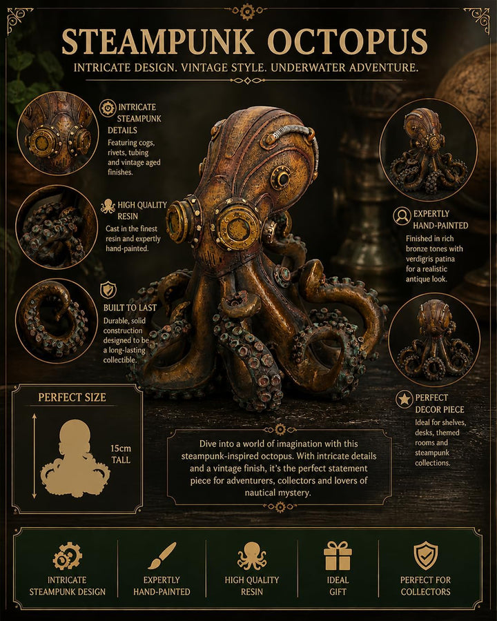 Nemesis Now Octo-Steam Figur 15 cm, bronzefarben, Kunstharz, 21 cm