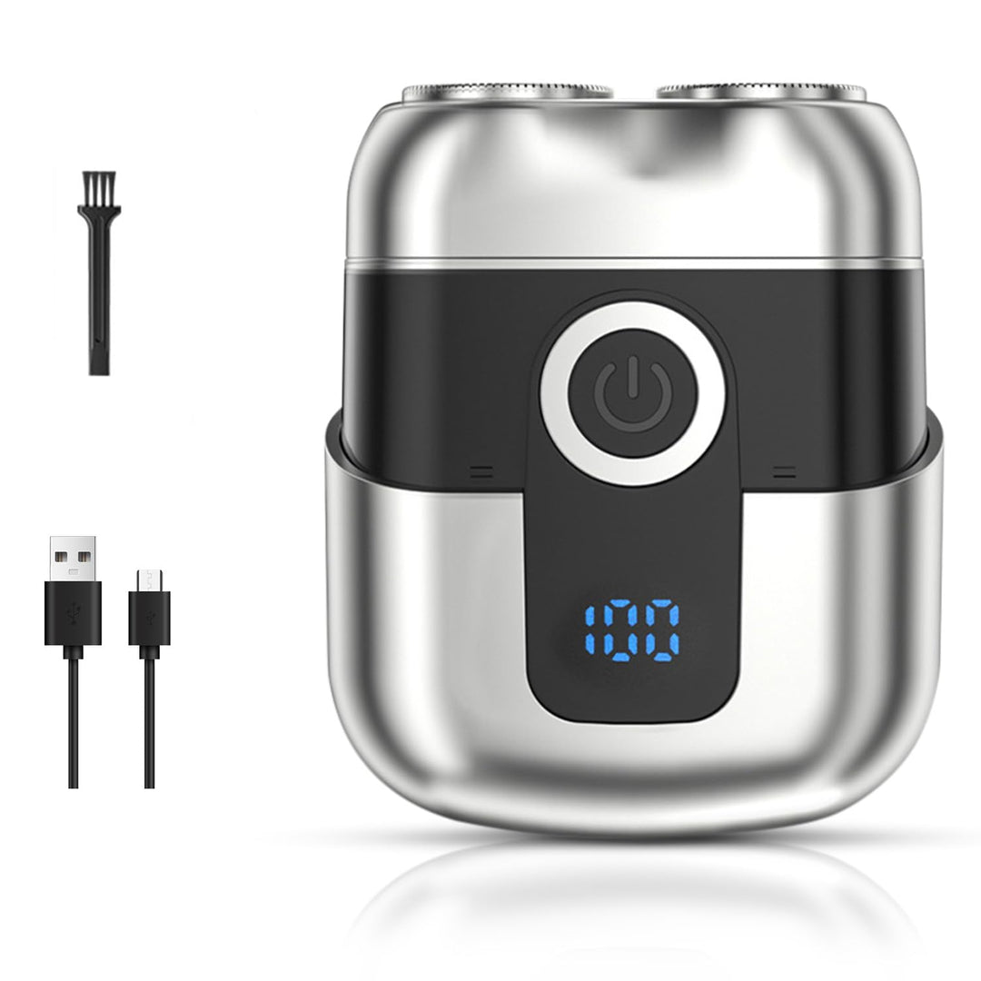 Mini Rasierer Herren Elektrisch, Tragbar Elektrorasierer mit LED-Anzeige, USB Wiederaufladbare Nass