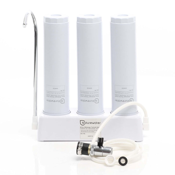 Naturewater NW-3-PPCTOUF 3 Stufen Counter Top Wasserfilter, 5 µ, PP Sediment, Aktivkohle Block und U