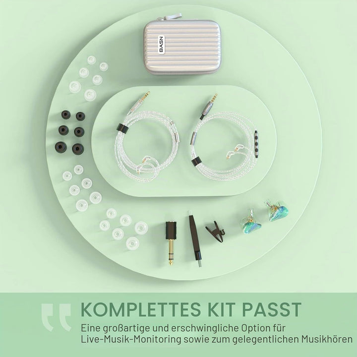 BASN MMCX Dreifach-Treiber In-Ear-Monitore mit satten Bässen, HiFi-Stereo-IEM-Kopfhörer mit verbesse