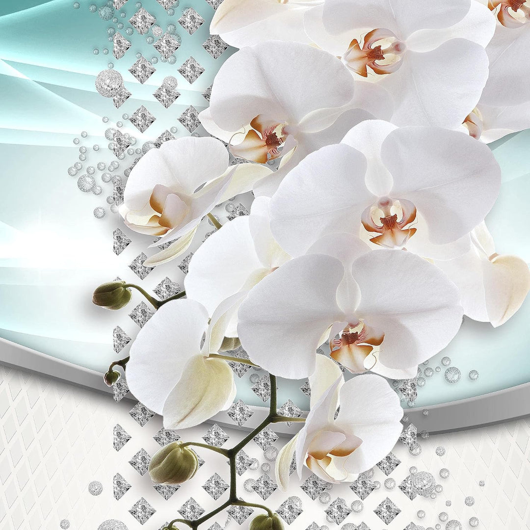 Runa Art Wandbilder Blumen Orchidee 5 Teilig Bild auf Vlies Leinwand Deko Wohnzimmer Abstrakt Türkis