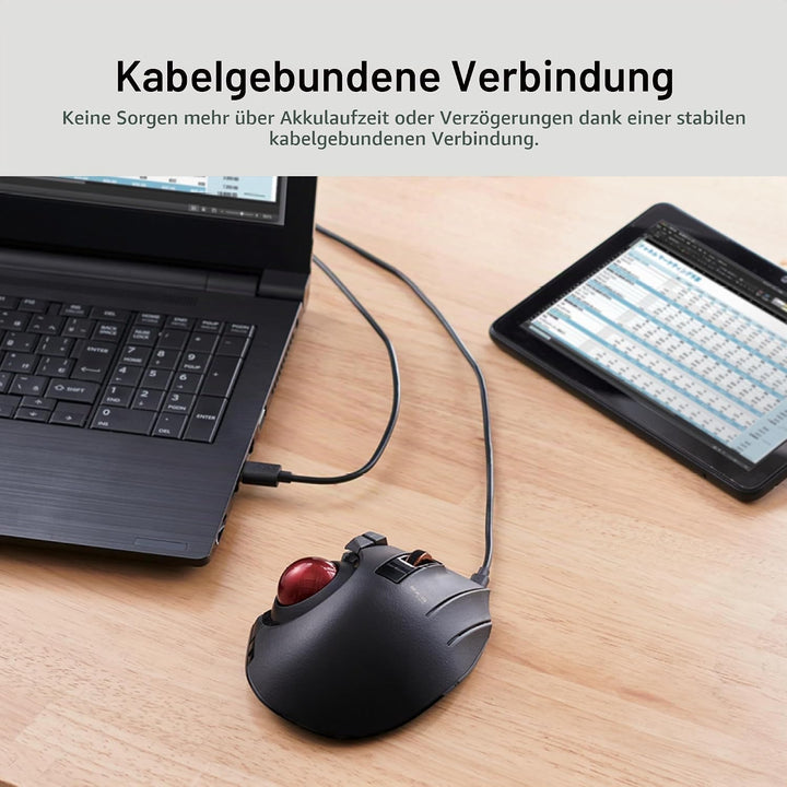 ELECOM Kabelgebundene / drahtlose / Bluetooth-Trackball-Maus, 8-Tasten-Funktion mit reibungsloser Tr