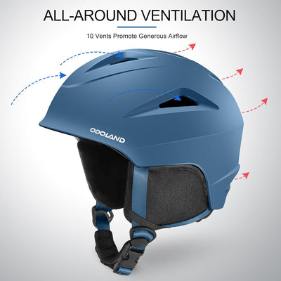 Odoland Skihelm mit Skibrille für Skifahren und Snowboard, Einstellbare Grössenverstellbar, mit Ohre