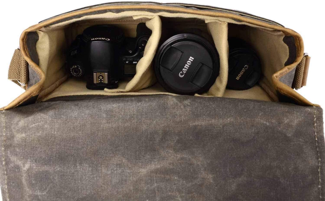 Neuleben Kameratasche Schultertasche mit abnehmbarem Kamerafach Vintage klein Umhängetasche Canvas f