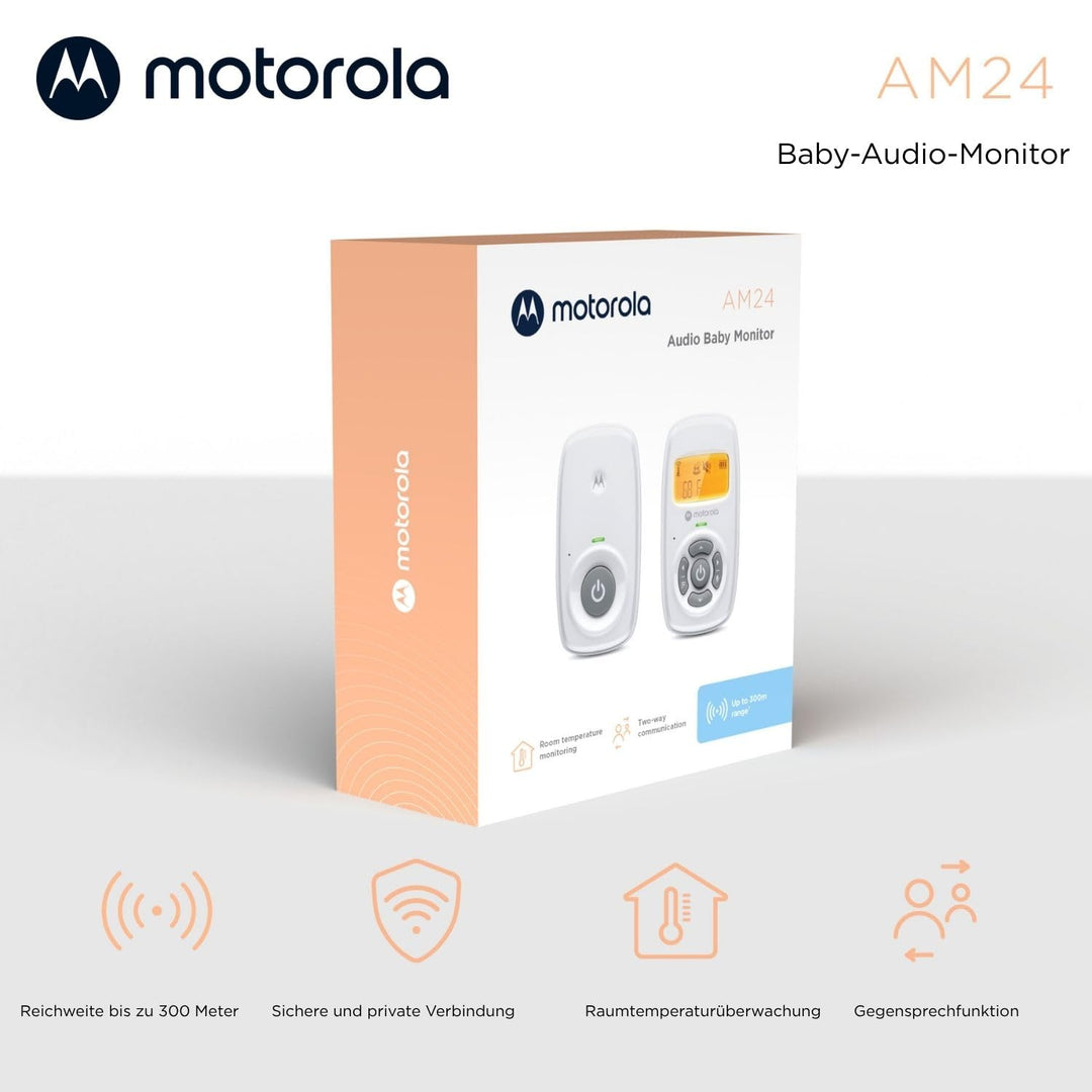 Motorola Nursery AM24 Babyphone Audio - Digitales Babyfon mit DECT-Technologie zur Audio-Überwachung