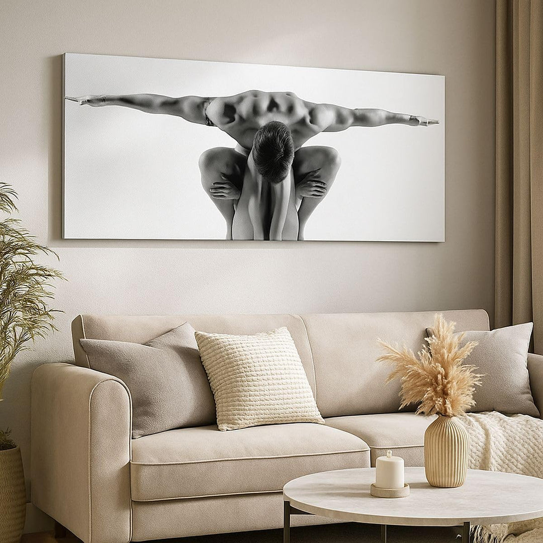 Panorama Bilder auf Leinwand Modell Körper Muskeln Tätowierung Leinwandbild 90x30cm Wandbilder Dekor