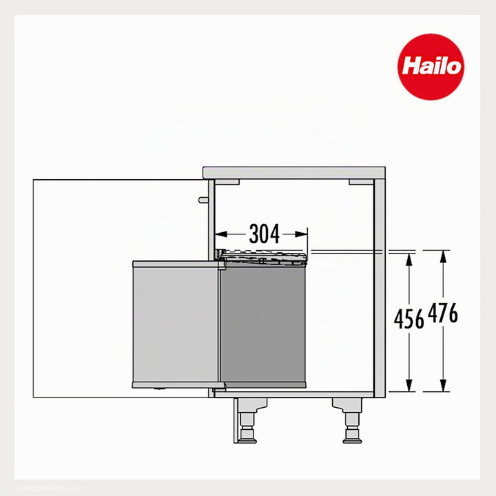 Hailo Abfallsammler 3520001 MO Mono 20 Liter Edelstahl poliert | Schwenkbarer Einbaumülleimer | Auto
