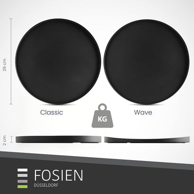 FOSIEN® Design Tablett Schwarz aus Metall mit Anti Rutsch Beschichtung auf der Unterseite/dekoteller