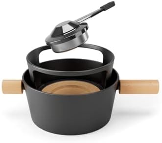 Stöckli 7576.80 Käsefonduegarnitur, Holz, Gusseisen, Schwarz