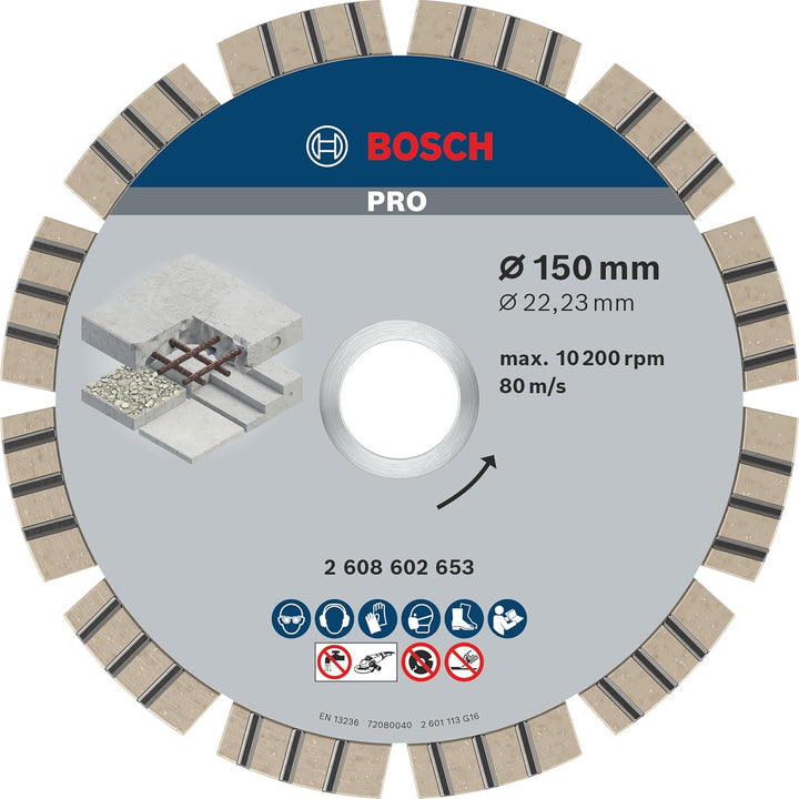 Bosch Professional Diamanttrennscheibe Best für Concrete, 150 x 22,23 x 2,4 x 12 mm, 150 x 22,23 x 2