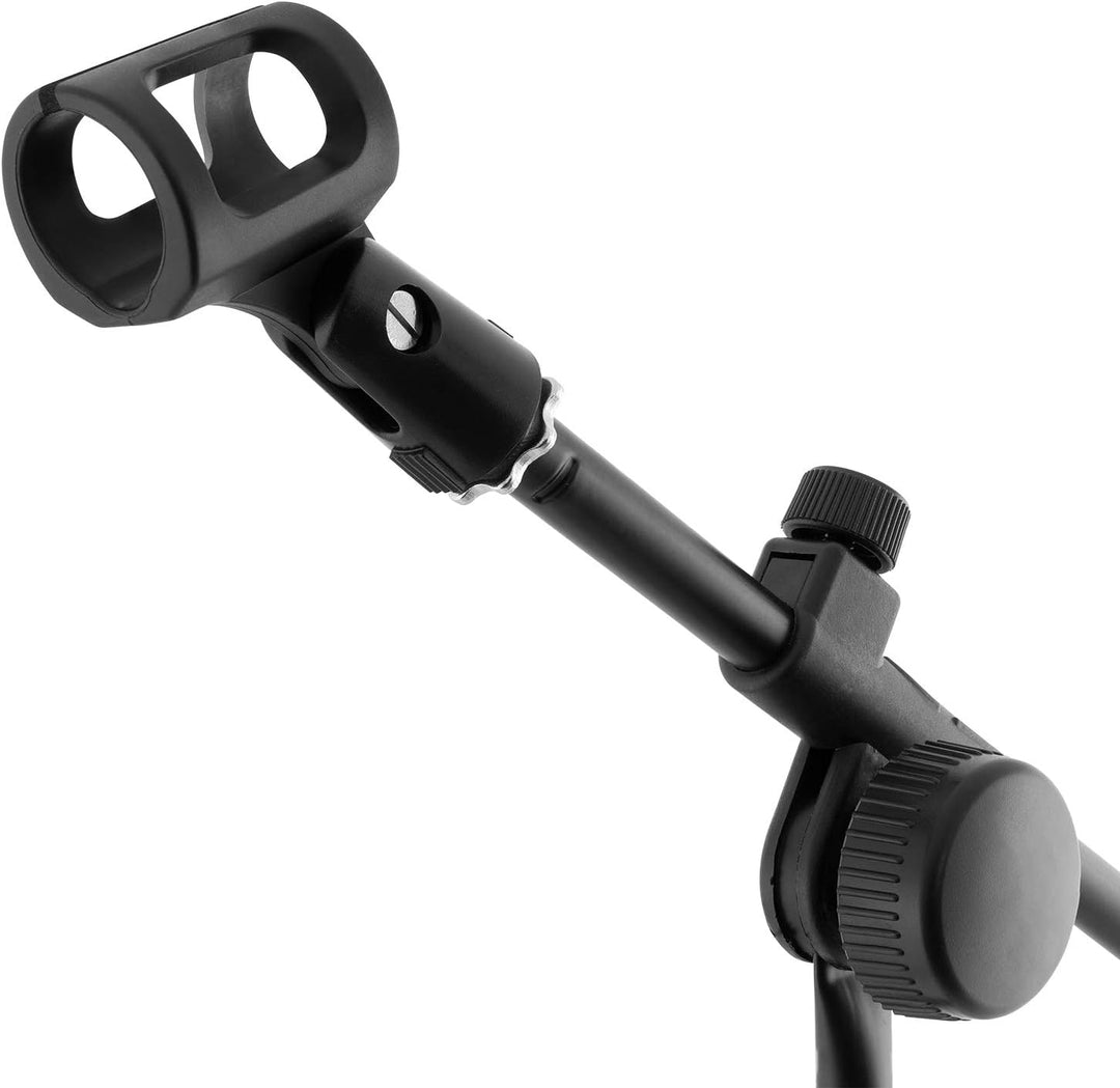 Boom-Mikrofonständer und Mic Clip - Höhenverstellbarer Mikrofonständer mit Stativfuss und Mikrofon-C