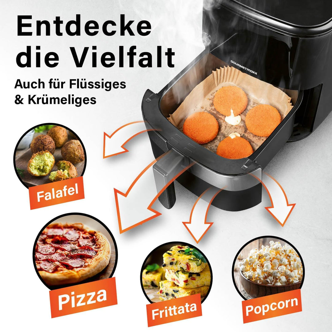 GOURMETmaxx Backpapier für Heissluftfritteuse 5 bis 6 Liter | Backpapierschale antihaftbeschichtet &