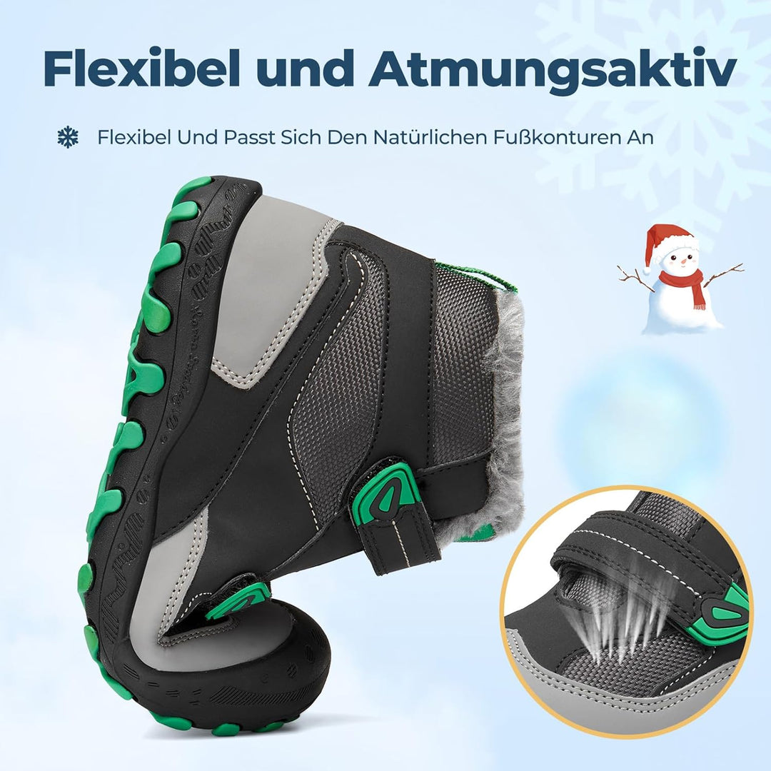 Mishansha Kinder Outdoor Winterschuhe Warm Gefüttert Winterstiefel, Gr.24-38 24 EU Öl Schwarz, 24 EU