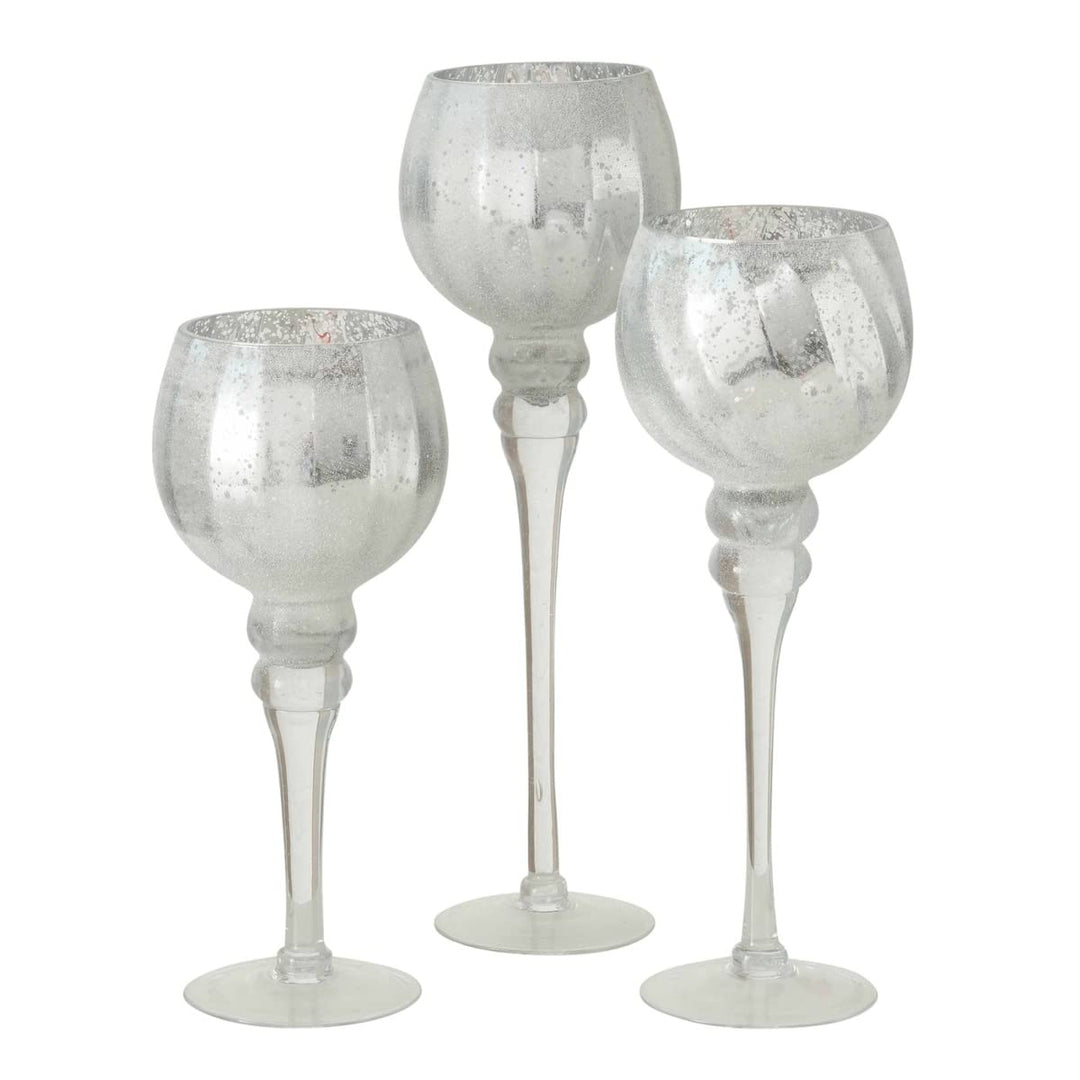 Boltze Windlicht Set Manou 3-teilig (silber, Deko-Gläser für Kerzen / Weihnachtsdekoration, Kerzenst