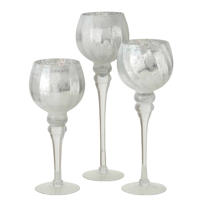 Boltze Windlicht Set Manou 3-teilig (silber, Deko-Gläser für Kerzen / Weihnachtsdekoration, Kerzenst