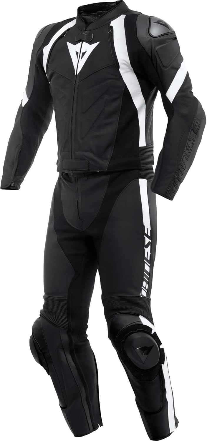 Dainese Avro 4 2-Teiler Motorrad Lederkombi (Black/White,60) 60 BLACK-MATT/BLACK-MATT/WH, 60 BLACK-M
