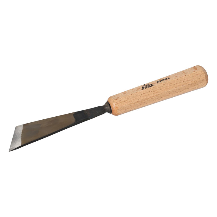 STUBAI Stemmeisen Stechbeitel Serie 52 - Form 2 | Gerades Balleisen, schräg - 40 mm, mit Holzgriff,