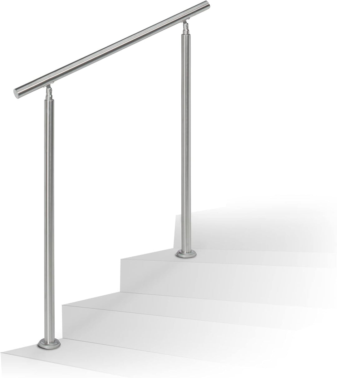 Relaxdays Treppengeländer Edelstahl Set, für Innen und Aussen, Handlauf, 1,0 m lang, 2 Pfosten, ohne