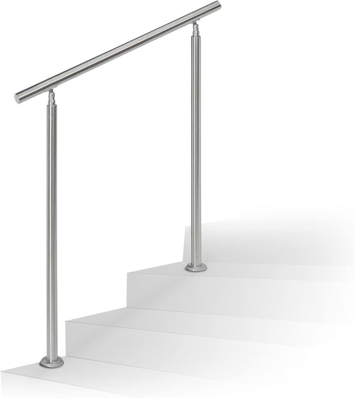 Relaxdays Treppengeländer Edelstahl Set, für Innen und Aussen, Handlauf, 1,0 m lang, 2 Pfosten, ohne