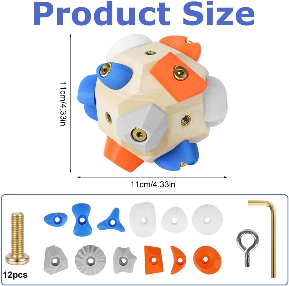 Handgefertigter 3D Boulder-Block mit 12 Harzhaltern, Tragbares Kletterball Fingergriff-Trainer Sport