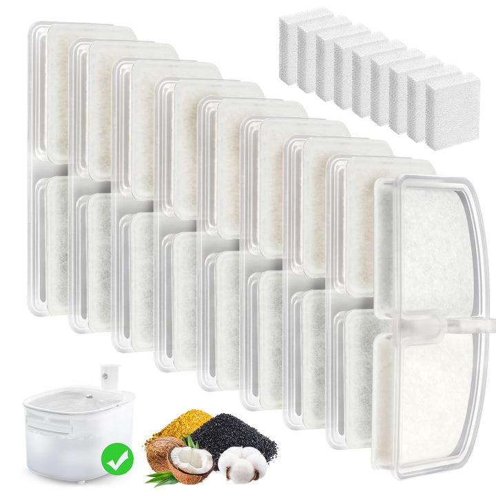 Trinkbrunnen für Katze Kabellos Filter, 9 Pieces Filters + 9 Pieces Foam Filters for Cat Drinking Fo