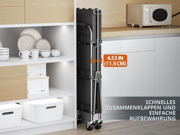 KINGRACK 3-Ebenen servierwagen klappbar mit Rollen ergonomischem Griff, klappbar Allzweck-Dienstwage