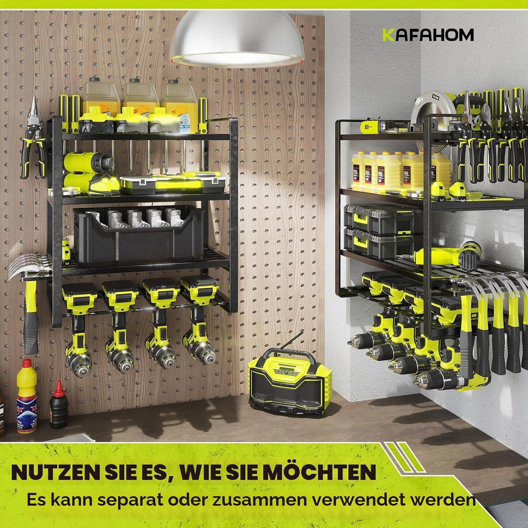 KAFAHOM Elektrowerkzeug-Organizer, 4 Schichten Garagen-Werkzeug-Organizer und Aufbewahrungsregal für