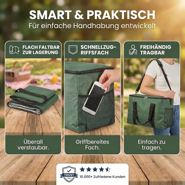 XXL Kühltasche iolierte Getränke & Snack-Tasche Isotasche Picknick-Tasche für Camping Reisen Urlaub
