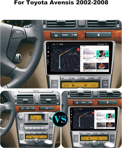 SXAUTO Android 12 IPS Autoradio für Toyota Avensis (2002-2008) - Eingebaut CarPlay/Android Auto - Rü