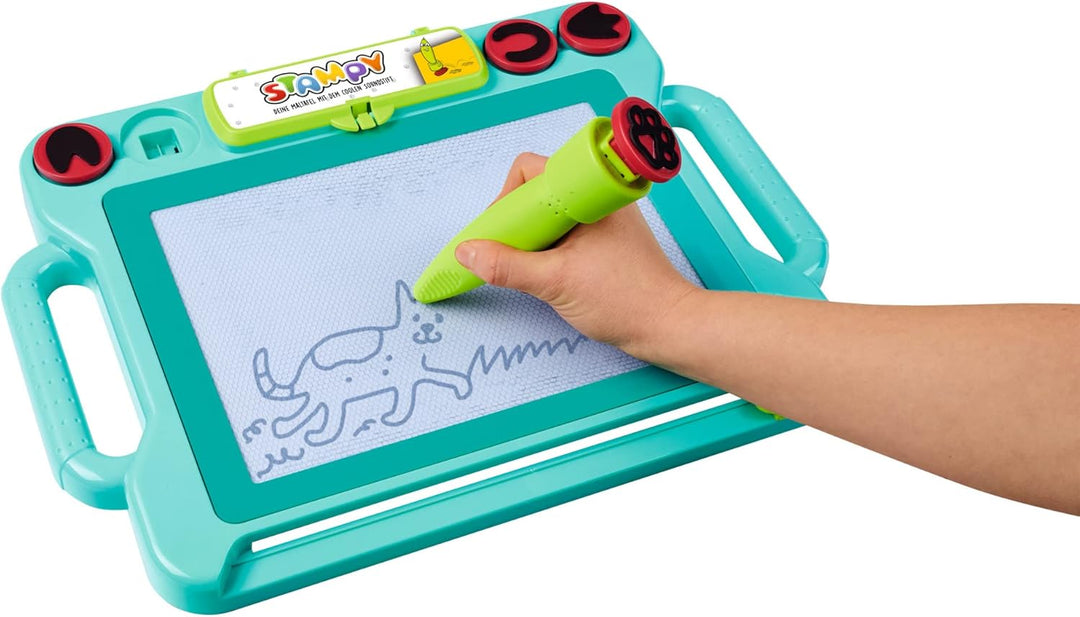 Simba 106334629 - Stampy Maltafel für Kinder, 41x29cm, magnetische Zaubertafel mit Sound-Stift, 4 Ti
