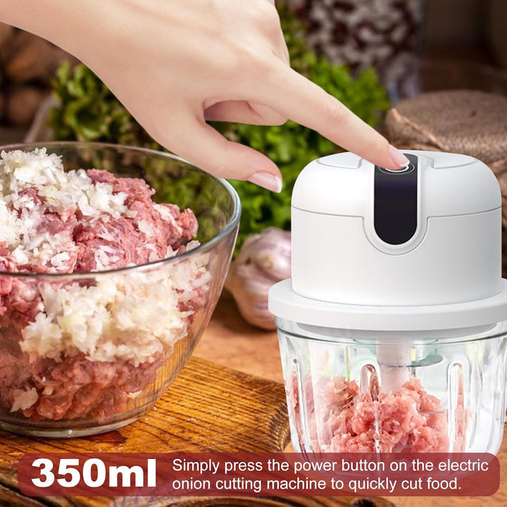 Elektrisch Zwiebelschneider Zwiebel Zerkleinerer：350ML Elektrisch Zerkleinerer USB Wiederaufladbare,