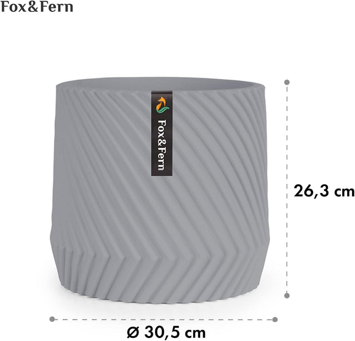 Fox&Fern Übertopf L mit 3D Riffelung - Blumentopf Gross inkl. Wasserabfluss - Blumentopf hoch 27cm -
