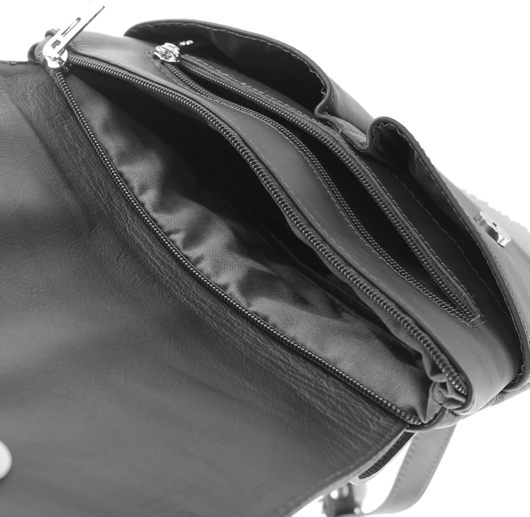 modamoda de T63 Damen Nappaleder Umhängetasche Schultertasche handmade in Italy Blau, Blau