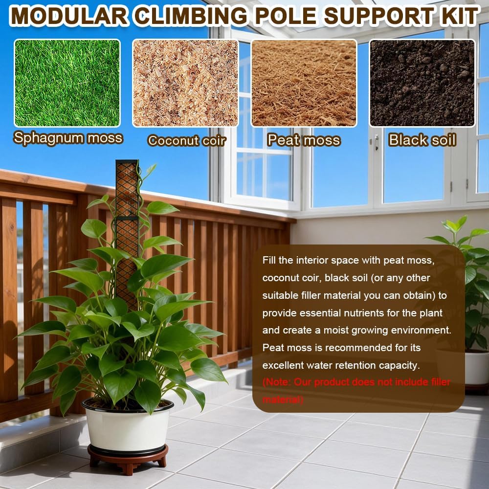 Moosstab für Monstera Rankhilfe Zimmerpflanzen, 4 Pcs Rankhilfe Monstera Pflanzstab Rankstäbe Plasti