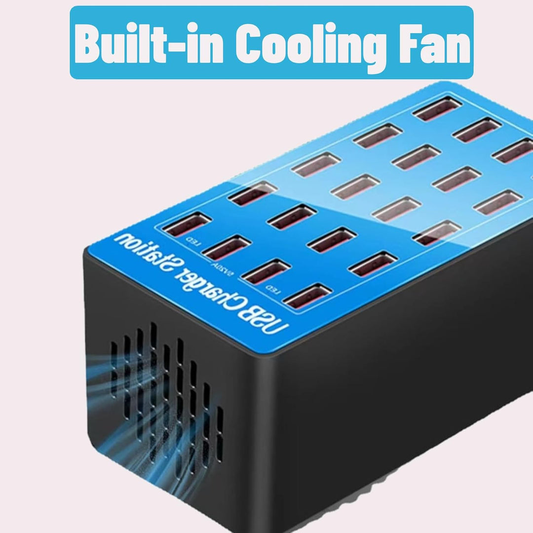Bewinner USB Ladegerät Mehrfach 20 Ports, 100 W Schnellladegerät 5 V 20 A Schnellladung 20 Anschlüss