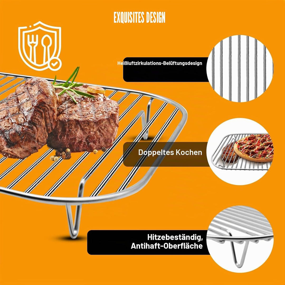 GXF Edelstahl-Grillrost, 12,6×8,7 Zoll Flex Flame Combi Zubehör Outdoor Indoor Grillgestell für Ninj