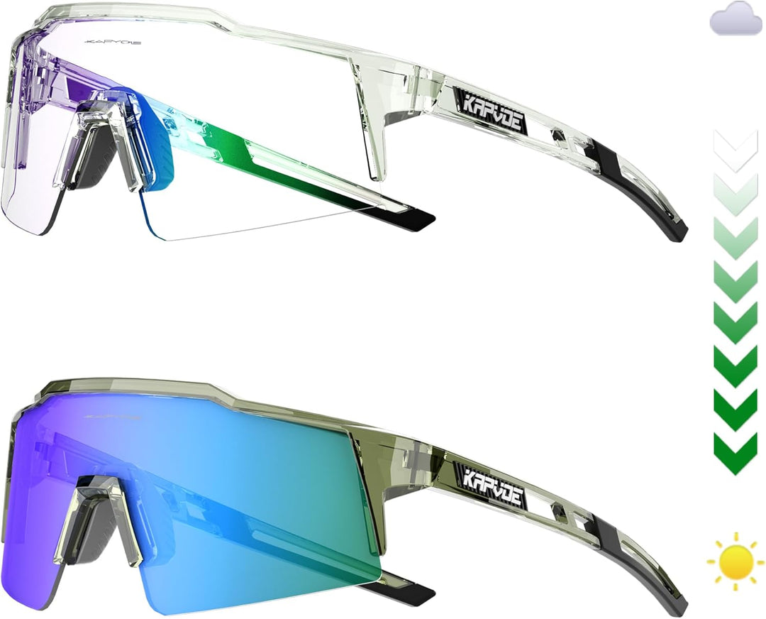 KAPVOE Photochromatische Selbsttönend Fahrradbrille TR90 Rahmen für Herren Damen Jungen Mädchen Klar